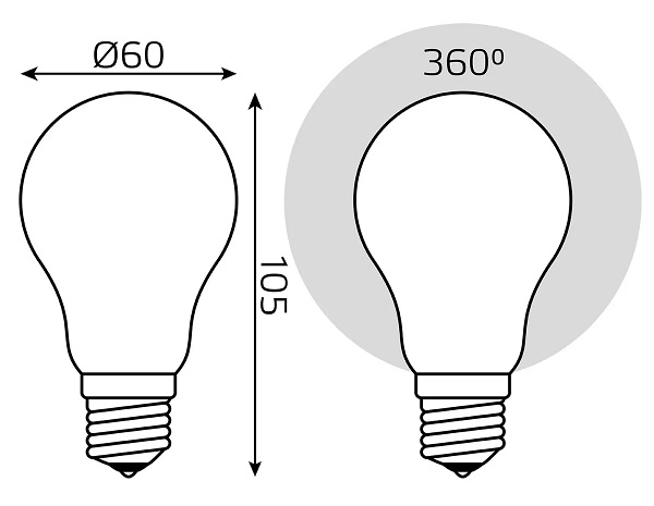 Лампа GAUSS LED Filament A60 OPAL E27 10W 2700К 820Lm
