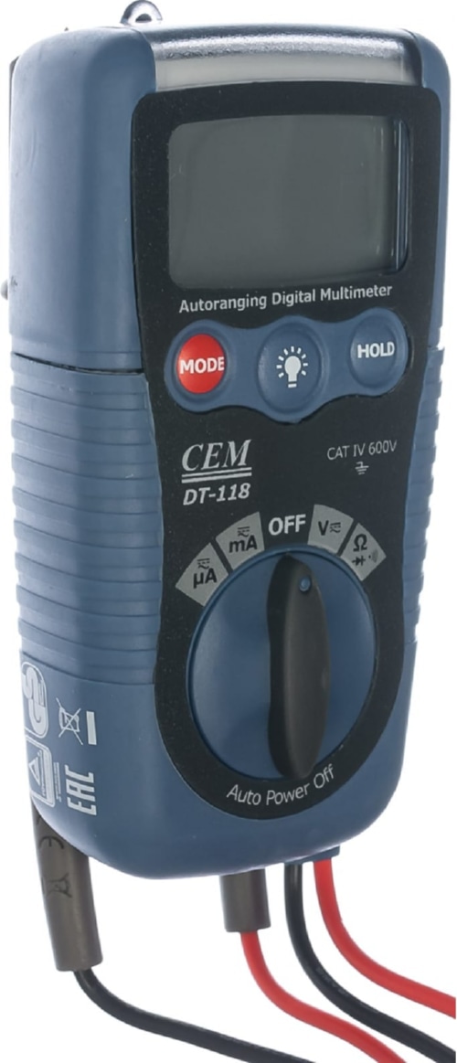  Мультиметр цифровой DT-118  3 в 1 (2-600V) фонарик, бесконтактный тест напряжения CEM