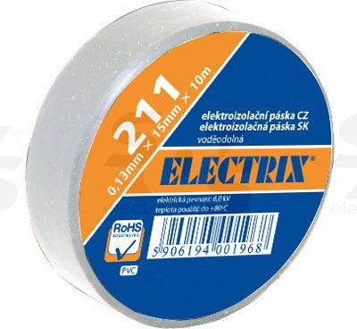 Изолента  ELECTRIX 211  PCV (0,13mm*15mm*10m) белая