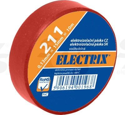 Изолента  ELECTRIX 211  PCV (0,13mm*15mm*10m) красная