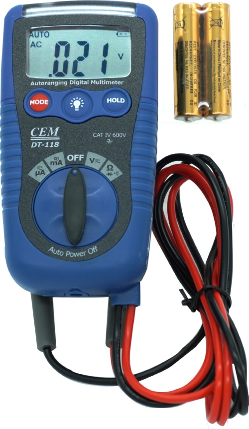  Мультиметр цифровой DT-118  3 в 1 (2-600V) фонарик, бесконтактный тест напряжения CEM