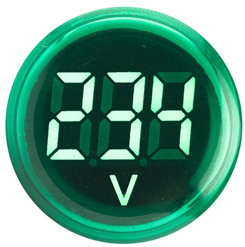 Индикатор значения напряжения зеленый ED16-22VD 500В, EKF
