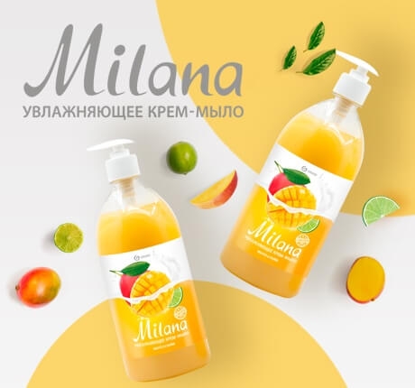 Жидкое крем-мыло "Milana" манго и лайм (флакон 1000 мл)