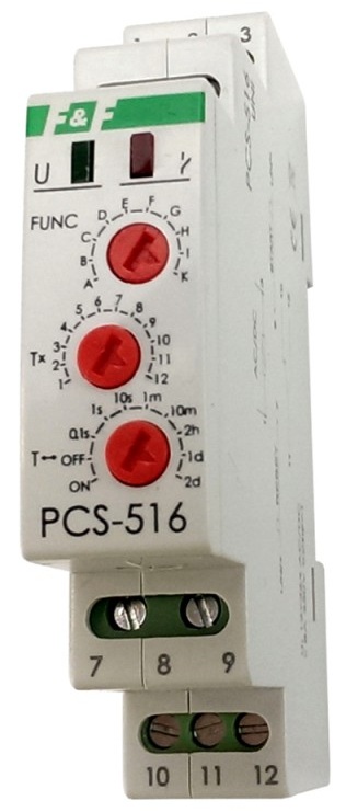 Реле времени многофункциональное с переустановкой PCS-516 (10А, выд.врем. 0,1с-24ч.) F&F