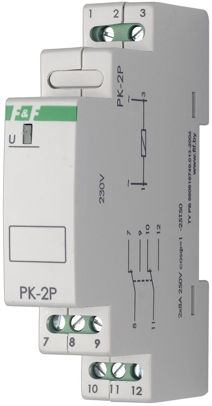 Реле PK-2P (12 AC/DC; I=2х8А) F&F