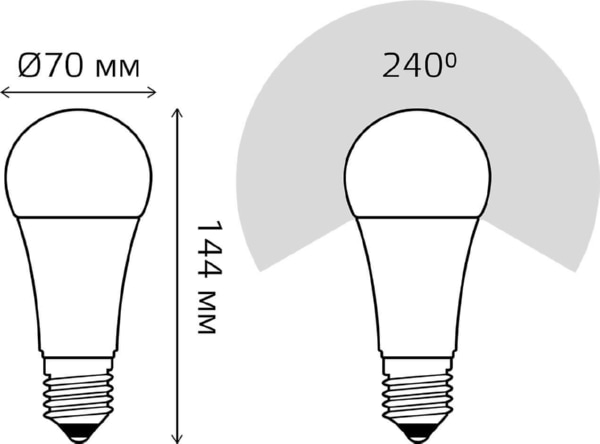 Лампа GAUSS LED A70 22W 220V E27 4100K 1640Lm