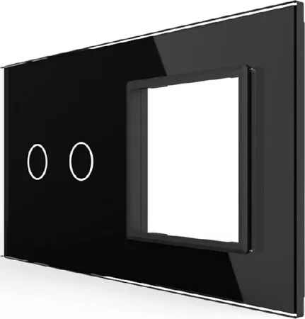 Панель для сенсорного выключателя и розетки Livolo, 2 клавиши, цвет черный, стекло