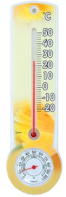 Термометр уличный фасадный малый СОЛНЫШКО с гигрометром 1-50-100