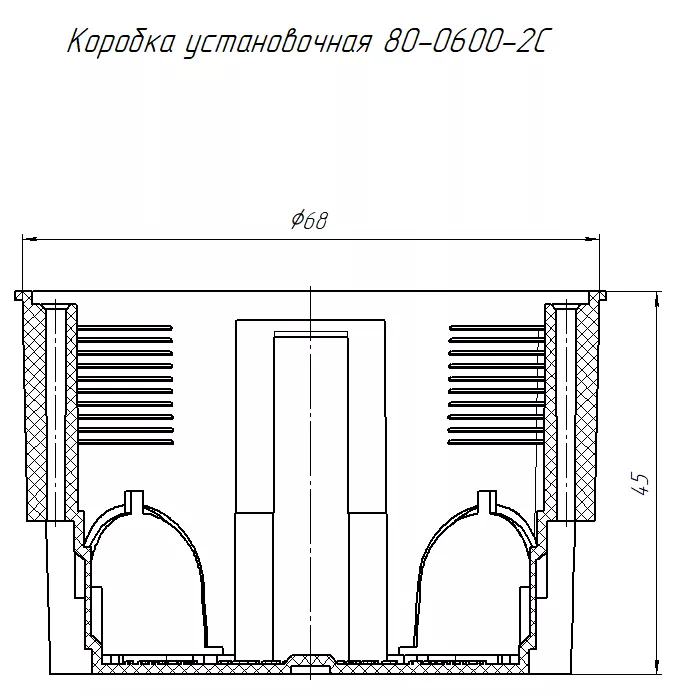 Коробка установочная ГСК 80-0600-2С стойкая к горению (ПВ-2) 68х45 (200шт/кор) Промрукав