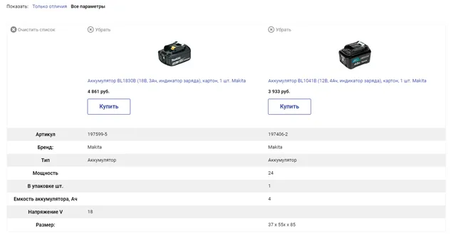 Сравнение товаров