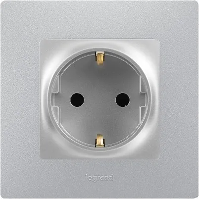 Розетка 1-я с/з Алюминий ETIKA LEGRAND (20) без рамки