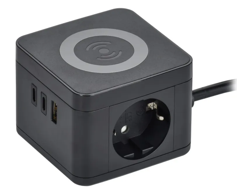 Удлинитель с беспроводной зарядкой 10Вт У02К 1,3м USB A+C чёрный IEK