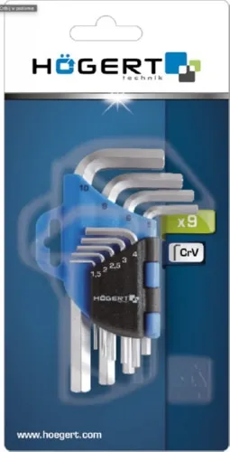 Набор шестигранных Г-образных ключей  1,5-10 мм, 9 шт. HOEGERT, ком