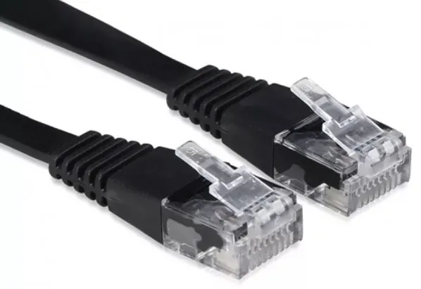 Патч-корд 1,8м UTP Cat.6e RJ45 Cu черный плоский (RIPO)