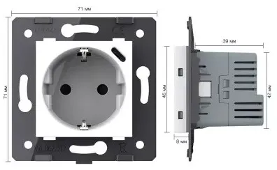Розетка 1-я с/з USB (тип C, 3А) Белый Livolo