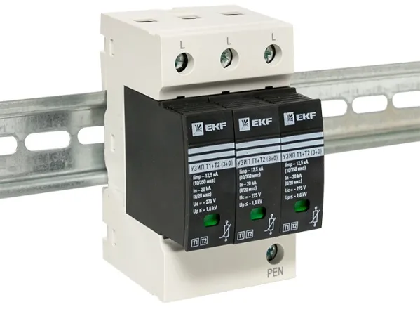 УЗИП (разрядник) Т1+Т2; Iimp-12,5kA 3P EKF