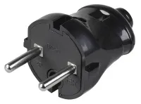 Вилка прямая б/з 6А Черная ВПп20-02-Ст IEK