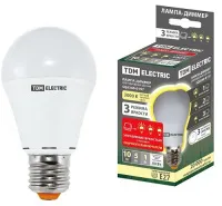 Лампа LED A60 E27 3000К 10Вт 800Лм DIMMER (STEP) TDM