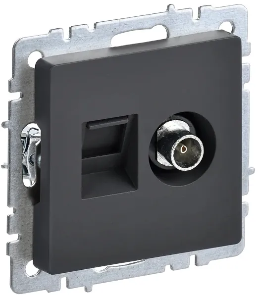 Розетка TV+RJ45 (2-я) графит BRITE IEK