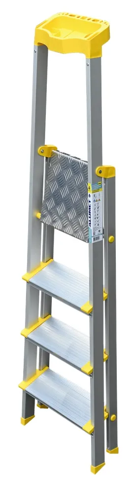 Стремянка алюминиевая анодированная 4 ступени проф., с орг. (AS704AK015) (ALUMET)