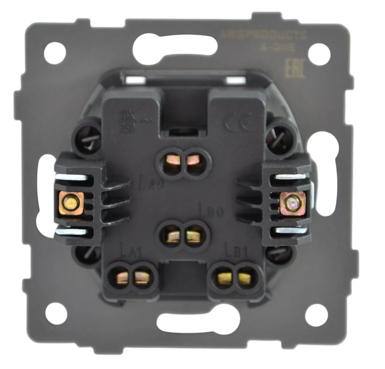 Выключатель 2-кл. с подсветкой чёрный A-011B "Аура" AWSproducts