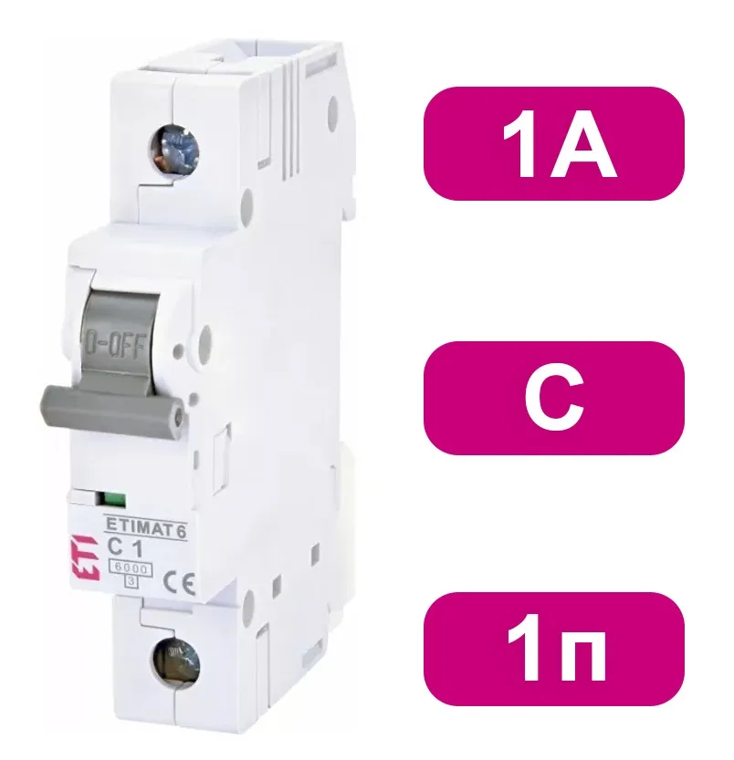 Автоматический выключатель ETIMAT6 C1/1 6кA ETI
