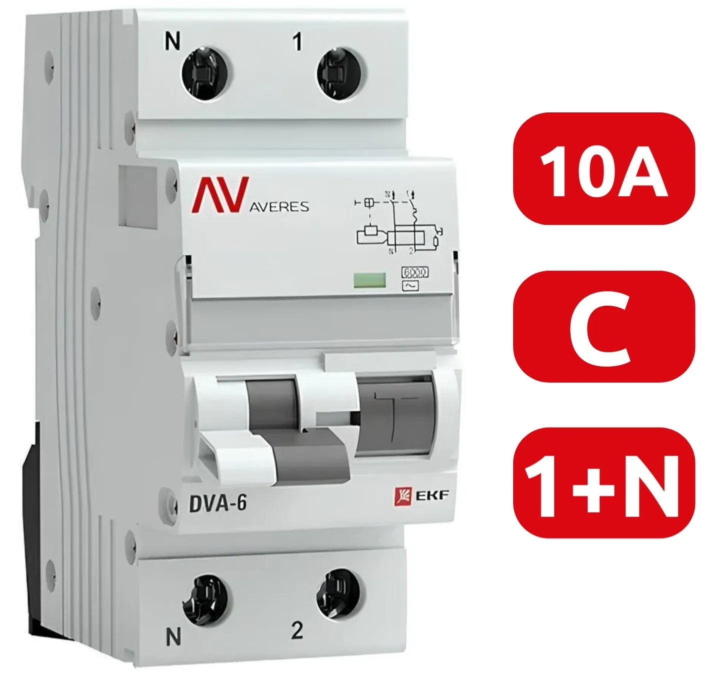 АВДТ DVA-6 C10/1+N 30мА, тип АС, 6кА AVERES EKF