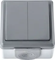 Выключатель ОУ 2-кл. IP55 Серый ПРАЛЕСКА АКВА Bylectrica