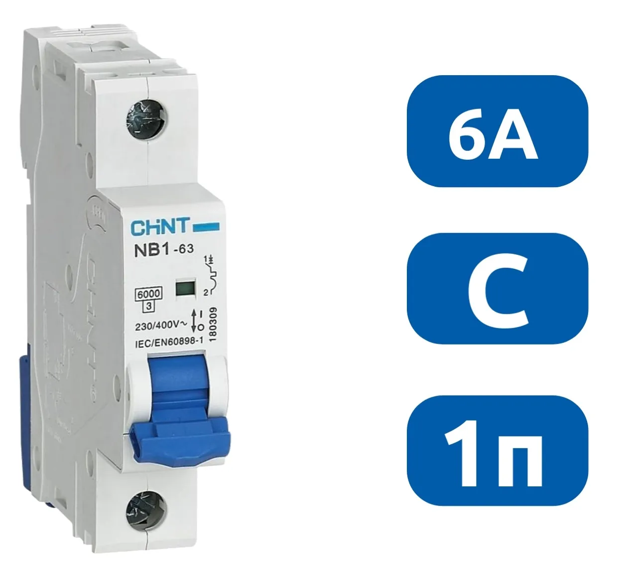 Автоматический выключатель NB1-63 C6/1 6кА CHINT