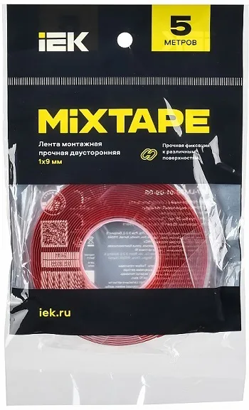 Лента монтажная двусторонняя MIXTAPE 1х9мм 5м IEK