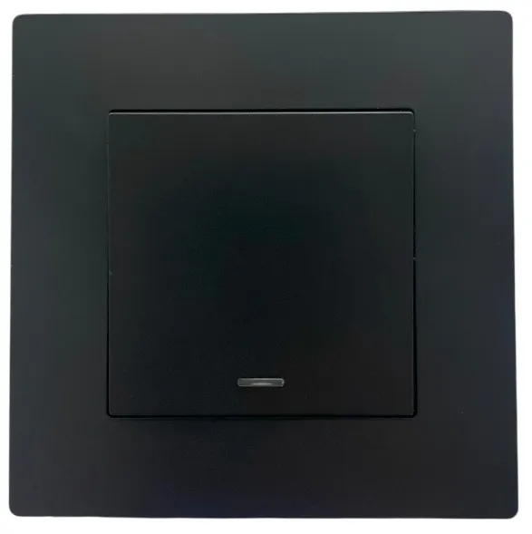Выключатель 1-кл. с подсветкой чёрный A-002B "Аура" AWSproducts
