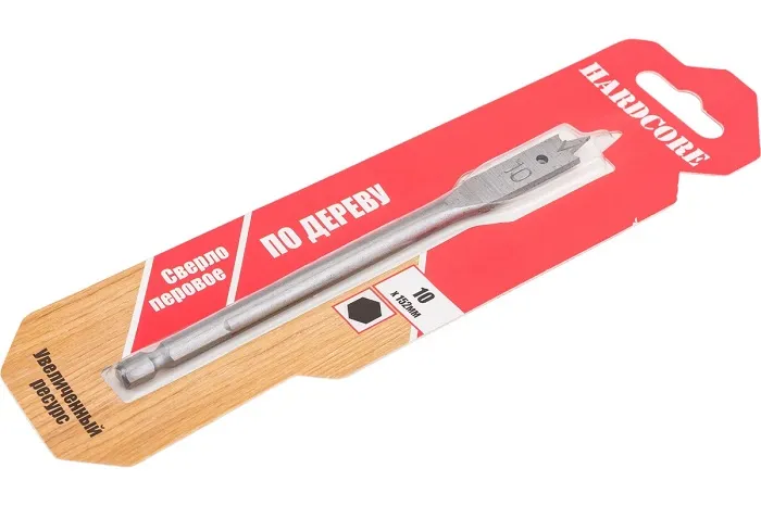 Сверло по дереву перовое 10х152мм с подрезателями "Hardcore"