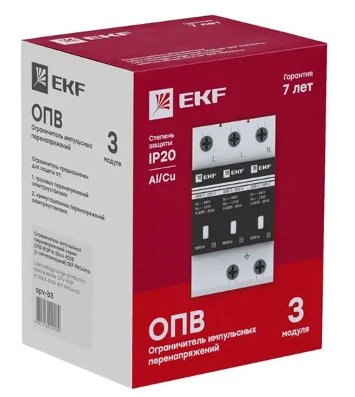 УЗИП (разрядник) ОПВ-B/3P In 30кА 440В с сигн. EKF