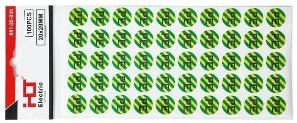 Знак безопасности символ "PE" d=20мм ж/з (уп./100 шт) HLT, уп