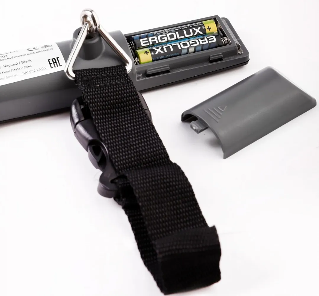 Весы ручные электронные безмен до 50 кг черные ELX-SB04-C02 ERGOLUX