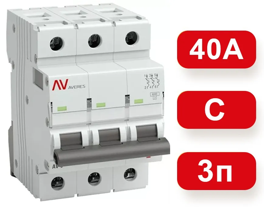 Автоматический выключатель AV-6 C40/3 6кА  AVERES EKF