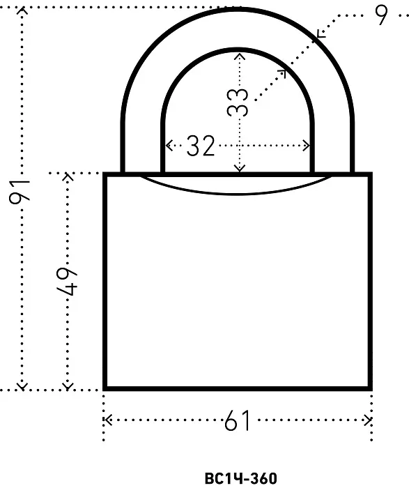 Замок навесной ВС1Ч-360 (d9мм полимер 5кл.) АЛЛЮР