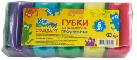 Губки для мытья посуды КотКомфорт Стандарт 85х64х42 мм (профильные) (5 шт в уп) (84/6), ком