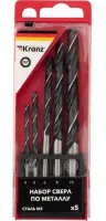 Набор сверл по металлу, (HSS) диаметр 4,0-10,0мм, 5 шт. KRANZ, наб