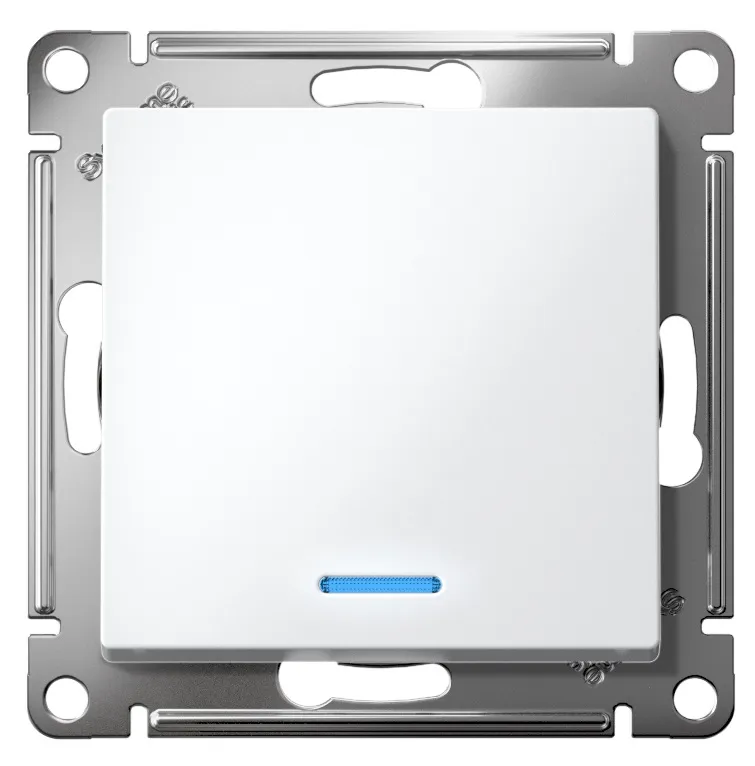 Выключатель проходной 1-кл. с подсветкой Белый (б.к.) AtlasDesign SE