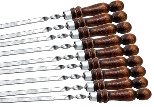 Шампур Р-50 с деревянной ручкой из нерж. стали 500х12х3мм