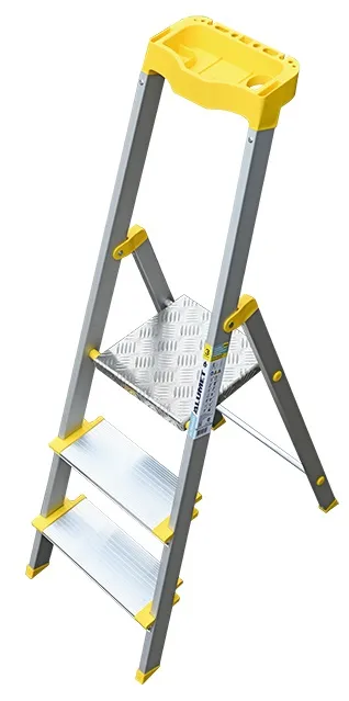 Стремянка алюминиевая анодированная 3 ступени проф., с орг. (AS703AK015) (ALUMET)