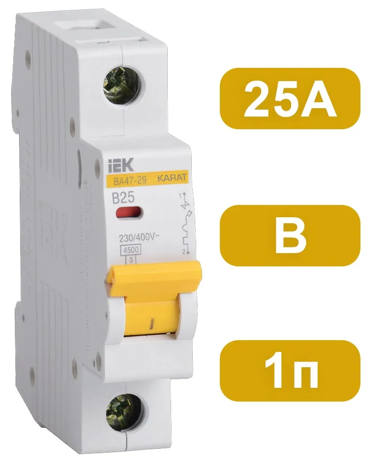 Автоматический выключатель ВА47-29 B25/1 4,5кА IEK