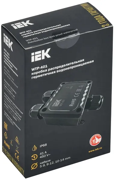 Коробка распред. о/п 123х82х42 IP68 ЧЕРНАЯ 3 ввода WTP-401 IEK