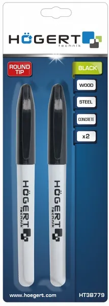 Маркер черный перманентный набор (2 шт.) HOEGERT, ком