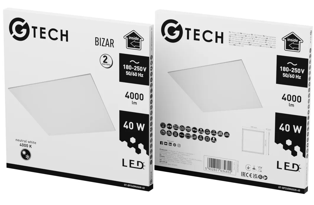 Панель LED в армстронг, 40Вт, 4000lm, 4000K, 60x60cm G-TECH