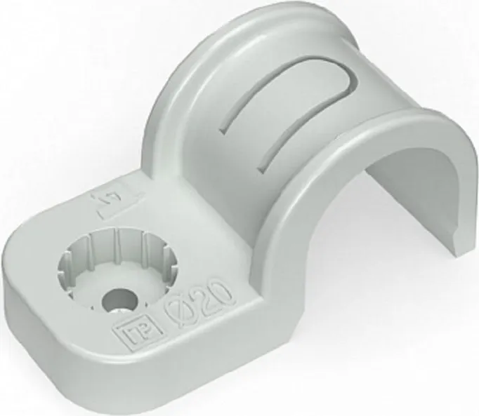 Крепеж-скоба для труб 16 мм СЕРАЯ прямой монтаж Промрукав (50шт)