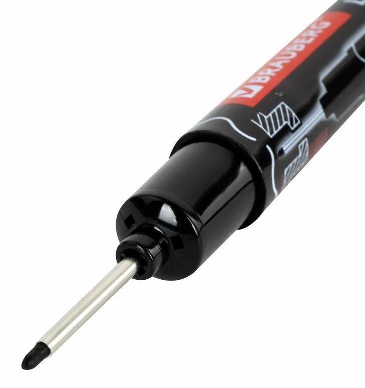 Маркер перманентный с дл. наконечником, ЧЕРНЫЙ, 1мм BRAUBERG