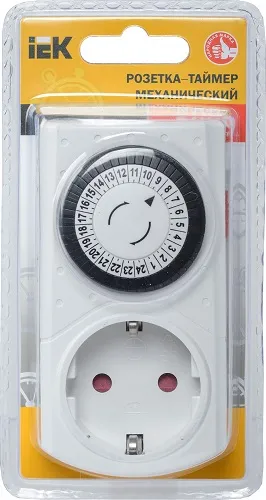 РТМ-1 Розетка-таймер механический 30мин 24ч 48on/off 16А IP20 белая IEK