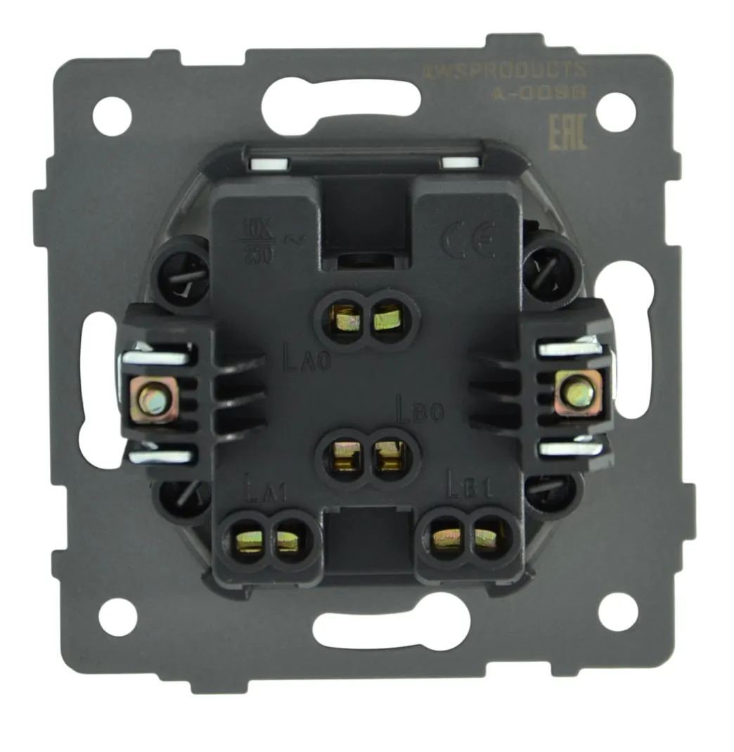 Выключатель 2-кл. чёрный A-009B "Аура" AWSproducts